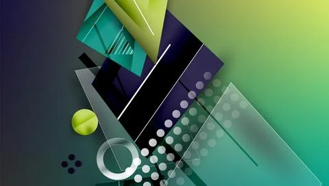 Abstract background - overlapping circles, rectangles, and triangles with Illustrazione stock