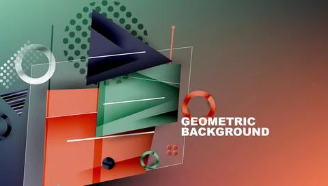 Abstract background - overlapping circles, rectangles, and triangles with Illustrazione stock