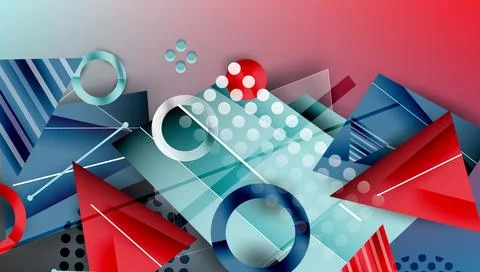 Abstract background - overlapping circles, rectangles, and triangles with Stock Illustration