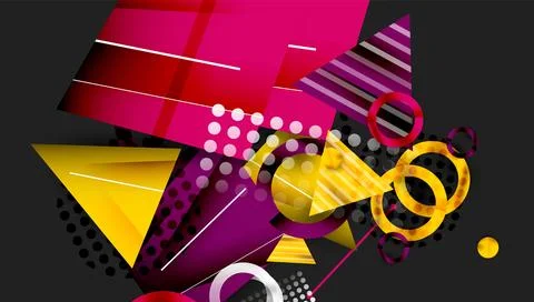 Abstract background - overlapping circles, rectangles, and triangles with Stock Illustration