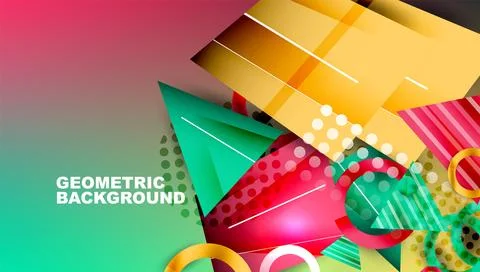 Abstract background - overlapping circles, rectangles, and triangles with Stock Illustration