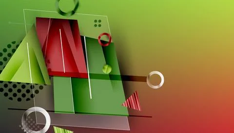 Abstract background - overlapping circles, rectangles, and triangles with Illustrazione stock