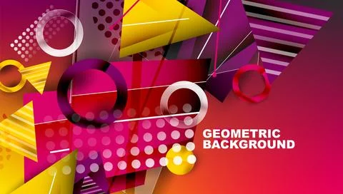 Abstract background - overlapping circles, rectangles, and triangles with Stock Illustration