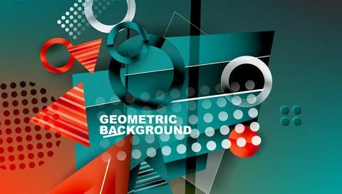 Abstract background - overlapping circles, rectangles, and triangles with Stock Illustration