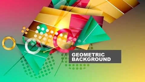 Abstract background - overlapping circles, rectangles, and triangles with Illustrazione stock