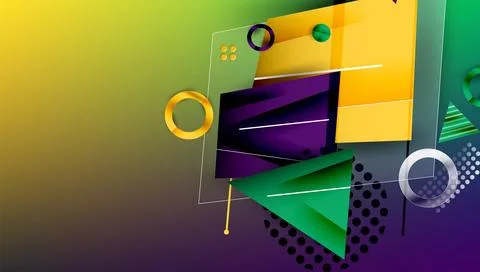 Abstract background - overlapping circles, rectangles, and triangles with Stock Illustration