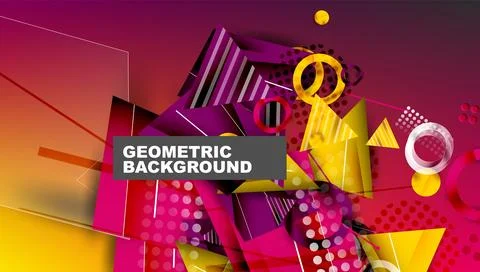 Abstract background - overlapping circles, rectangles, and triangles with Stock Illustration