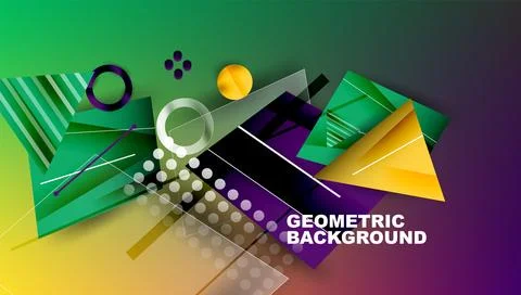 Abstract background - overlapping circles, rectangles, and triangles with Illustrazione stock