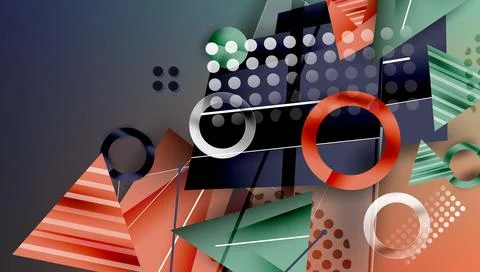 Abstract background - overlapping circles, rectangles, and triangles with Illustrazione stock