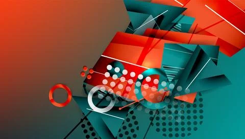 Abstract background - overlapping circles, rectangles, and triangles with Stock Illustration