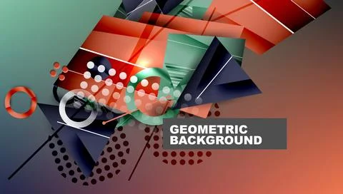 Abstract background - overlapping circles, rectangles, and triangles with Stock Illustration