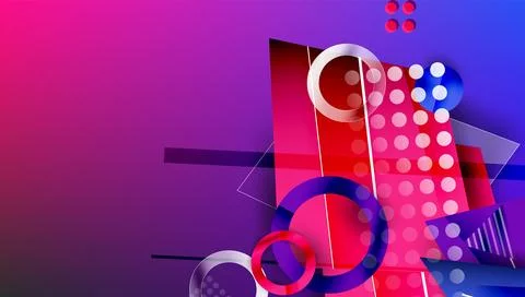 Abstract background - overlapping circles, rectangles, and triangles with Stock Illustration