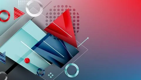 Abstract background - overlapping circles, rectangles, and triangles with Stock Illustration