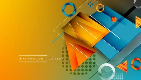 Abstract background - overlapping circles, rectangles, and triangles with Stock Illustration
