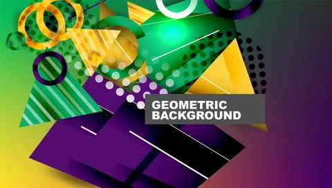 Abstract background - overlapping circles, rectangles, and triangles with Illustrazione stock