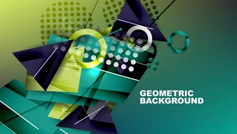 Abstract background - overlapping circles, rectangles, and triangles with Stock Illustration
