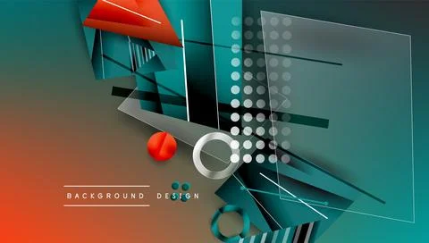 Abstract background - overlapping circles, rectangles, and triangles with Illustrazione stock