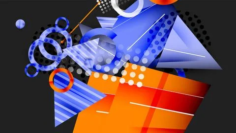 Abstract background - overlapping circles, rectangles, and triangles with Stock Illustration