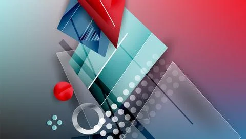 Abstract background - overlapping circles, rectangles, and triangles with Illustrazione stock