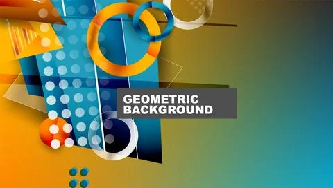 Abstract background - overlapping circles, rectangles, and triangles with Stock Illustration