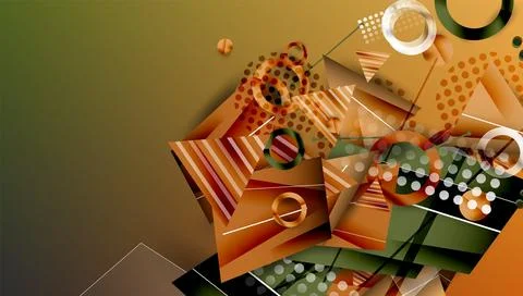 Abstract background - overlapping circles, rectangles, and triangles with Stock Illustration