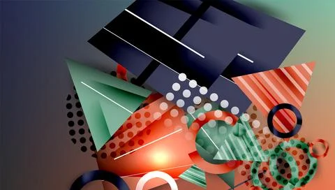 Abstract background - overlapping circles, rectangles, and triangles with Stock Illustration