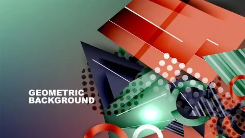 Abstract background - overlapping circles, rectangles, and triangles with Illustrazione stock