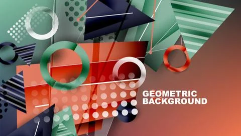 Abstract background - overlapping circles, rectangles, and triangles with Stock Illustration