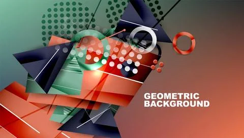 Abstract background - overlapping circles, rectangles, and triangles with Stock Illustration