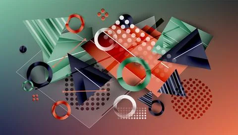 Abstract background - overlapping circles, rectangles, and triangles with Illustrazione stock