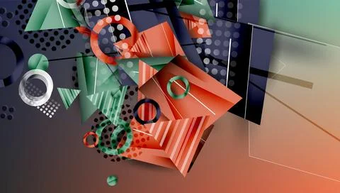 Abstract background - overlapping circles, rectangles, and triangles with Illustrazione stock