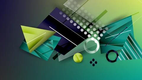 Abstract background - overlapping circles, rectangles, and triangles with Stock Illustration