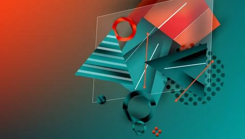 Abstract background - overlapping circles, rectangles, and triangles with Illustrazione stock