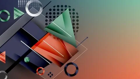 Abstract background - overlapping circles, rectangles, and triangles with Illustrazione stock