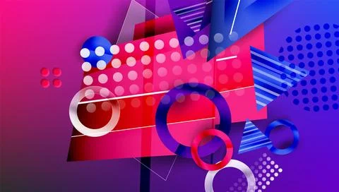 Abstract background - overlapping circles, rectangles, and triangles with Stock Illustration