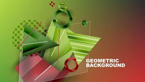 Abstract background - overlapping circles, rectangles, and triangles with Illustrazione stock