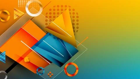 Abstract background - overlapping circles, rectangles, and triangles with Stock Illustration