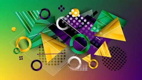 Abstract background - overlapping circles, rectangles, and triangles with Stock Illustration