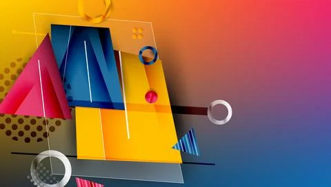 Abstract background - overlapping circles, rectangles, and triangles with Stock Illustration