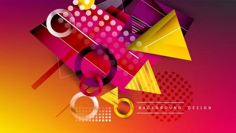 Abstract background - overlapping circles, rectangles, and triangles with Illustrazione stock