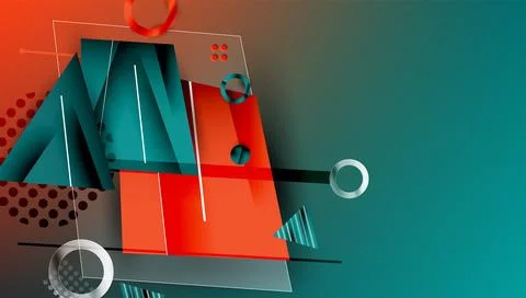 Abstract background - overlapping circles, rectangles, and triangles with Illustrazione stock