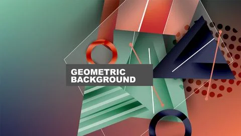 Abstract background - overlapping circles, rectangles, and triangles with Stock Illustration