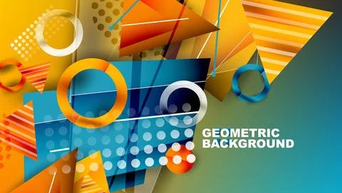 Abstract background - overlapping circles, rectangles, and triangles with Stock Illustration