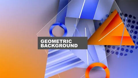 Abstract background - overlapping circles, rectangles, and triangles with Illustrazione stock