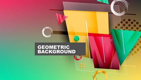 Abstract background - overlapping circles, rectangles, and triangles with Stock Illustration