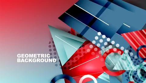 Abstract background - overlapping circles, rectangles, and triangles with Stock Illustration