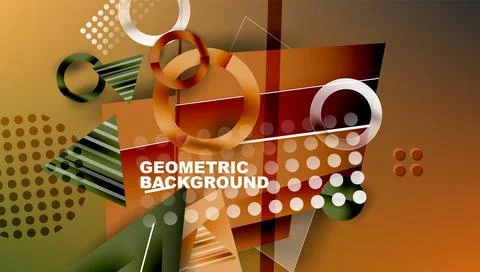 Abstract background - overlapping circles, rectangles, and triangles with Stock Illustration