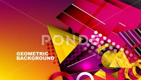 Abstract background - overlapping circles, rectangles, and triangles with Stock Illustration