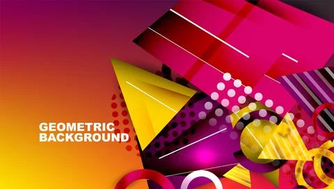 Abstract background - overlapping circles, rectangles, and triangles with Stock Illustration
