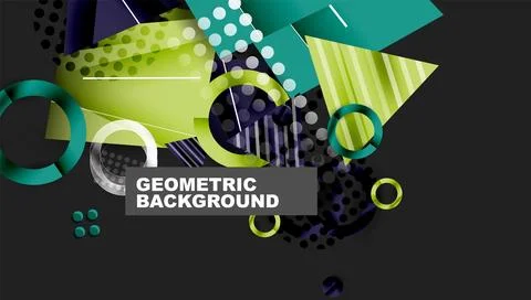 Abstract background - overlapping circles, rectangles, and triangles with Illustrazione stock